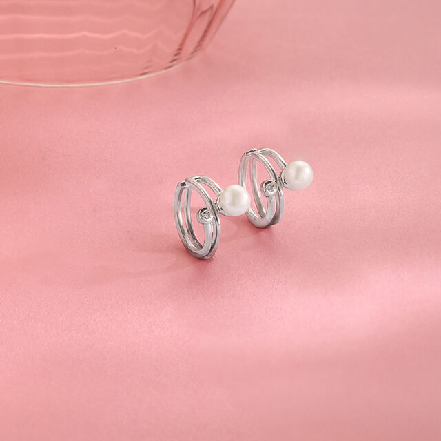 Twirl Pop Silver Hoop Earrings,,hi-res image number null