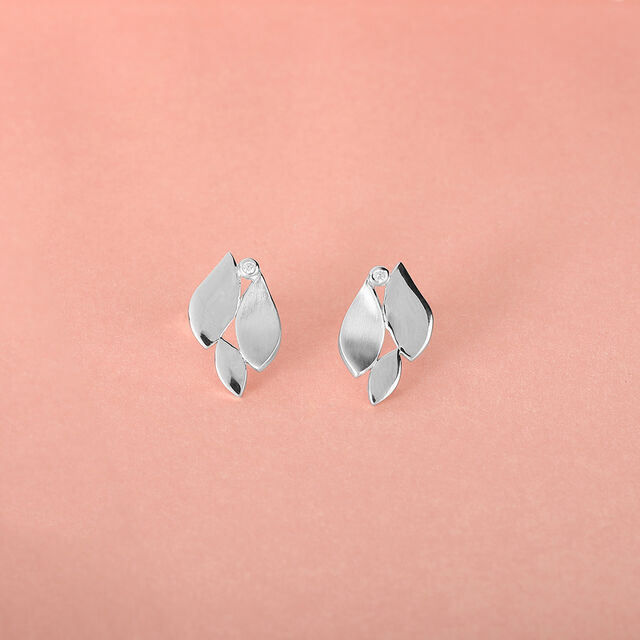 Frosted Petal Silver Studs Earrings,,hi-res image number null