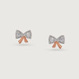 14KT Rose Gold Opulent Floral Twist Diamond Stud Earring,,hi-res view 3