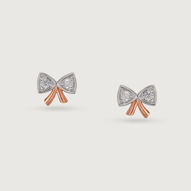 14KT Rose Gold Opulent Floral Twist Diamond Stud Earring,,hi-res image number null