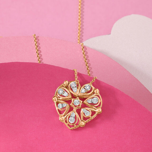Transformable heart 14KT Gold & Diamond Necklace,,hi-res image number null