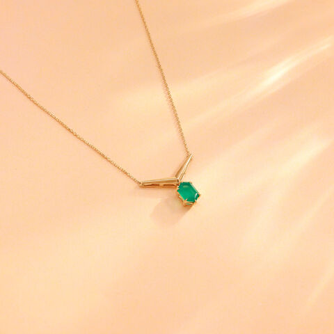 Welcoming Geometric Green Onyx Necklace