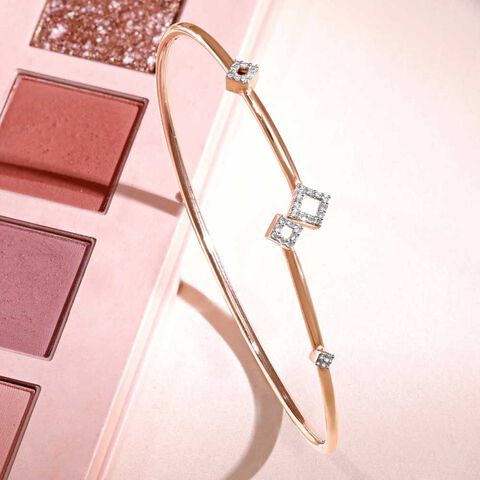 Edgy Glimmer Diamond Bangle