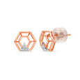 14KT Rose Gold Duo Hexagonal Dazzling Diamond Stud Earring,,hi-res view 2