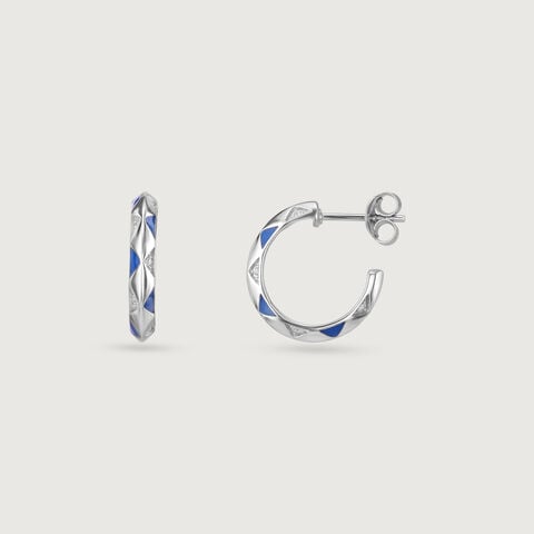 Edgy Mosaic Silver Hoops Earrings