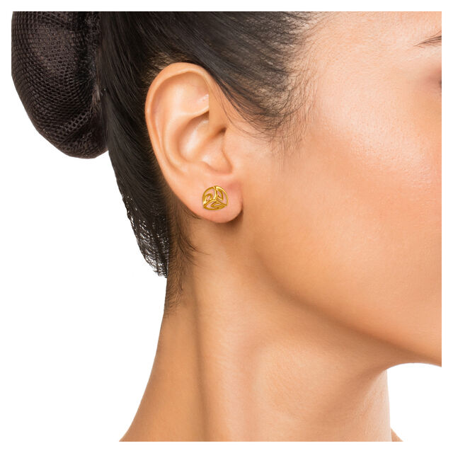 Mia by Tanishq 14KT Yellow Gold Stud Earrings with Floral Design,,hi-res view 3