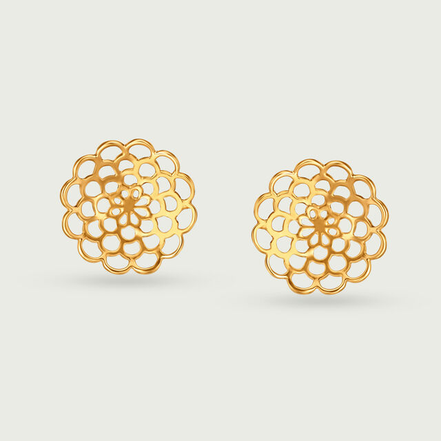 14KT Golden Flora Stud Earrings,,hi-res image number null