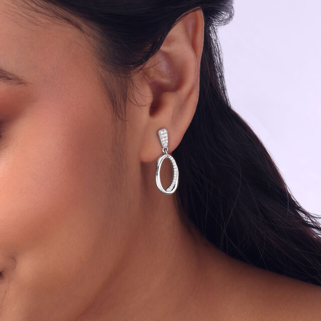 Twisted Flow Silver Drop Earrings,,hi-res image number null