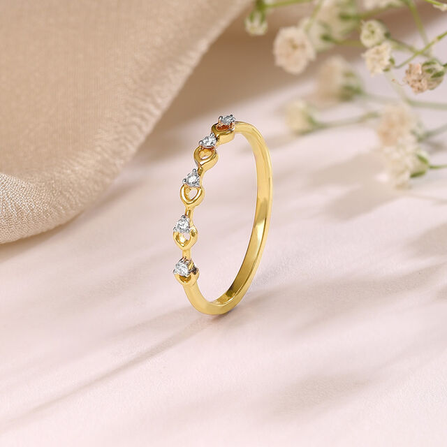 Delicate Loop Gold & Diamond Finger Ring,,hi-res image number null