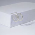 Hammered Luster Silver Hoop Earrings,,hi-res view 1