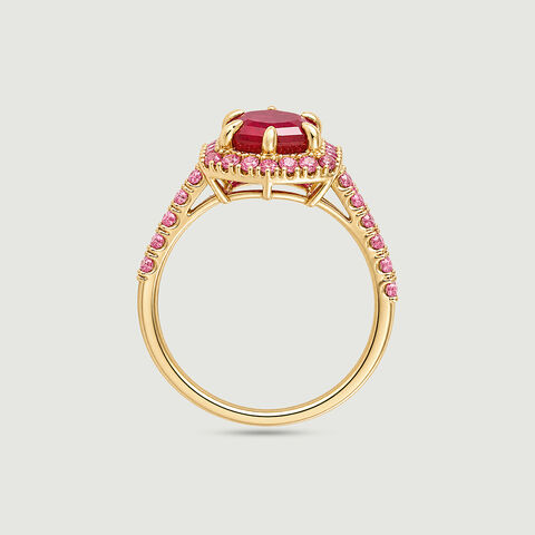 Radiant Red Tourmaline Gold Ring