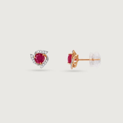 Ruby Rush Diamond & Gold Stud Earrings