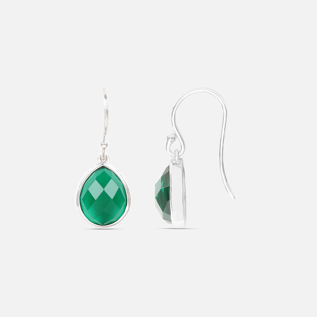 Verdant Glow Silver Hoop Earrings,,hi-res image number null
