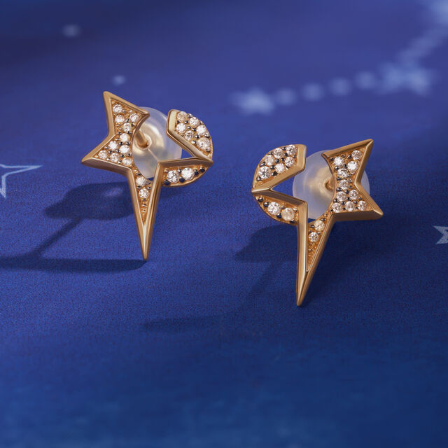 14KT Sparkly Shooting Star Stud earrings,,hi-res image number null