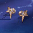 14KT Sparkly Shooting Star Stud earrings,,hi-res view 1