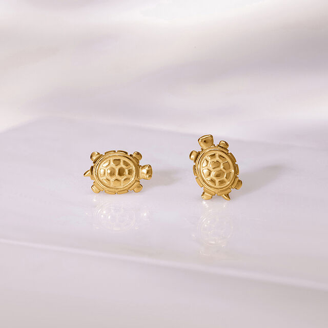 Buy Serene Tortoise 18KT Gold Stud Earrings Online Mia by Tanishq