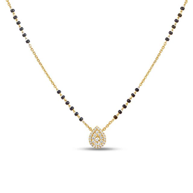14KT Yellow Gold Drop Pendant with Diamond Mangalsutra,,hi-res view 2