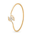 14 KT Yellow Gold Charming Leafy Diamond Bangle,,hi-res view 1
