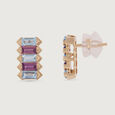Dazzling Blue Topaz & Gold Elegance Stud Earrings,,hi-res view 4