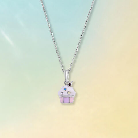 Playful Cupcake Silver Pendant