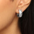 Braided Chic Silver Hoop Earrings,,hi-res view 2