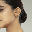Intricate Glam Gold & Diamond Hoop Earrings,,hi-res view 2