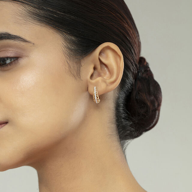 Intricate Glam Gold & Diamond Hoop Earrings,,hi-res image number null