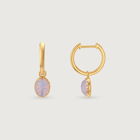 Sun Glow Opal Gold Hoop Earrings