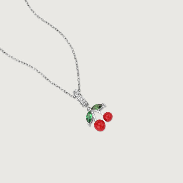 Red Cherry Silver Pendant,,hi-res image number null
