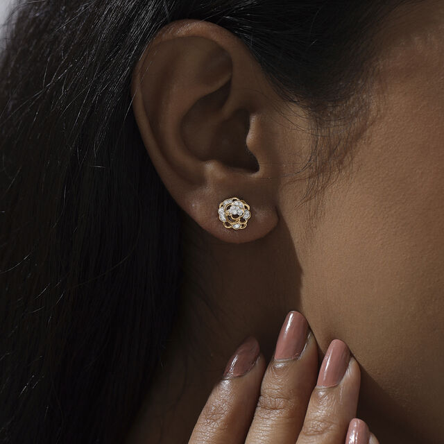 Layered Bloom Diamond Earrings,,hi-res image number null