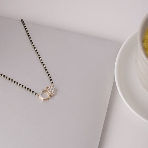 Hexagonal Glow Gold and Diamond Mangalsutra