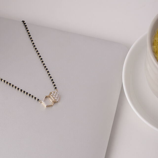 Hexagonal Glow Gold and Diamond Mangalsutra,,hi-res image number null