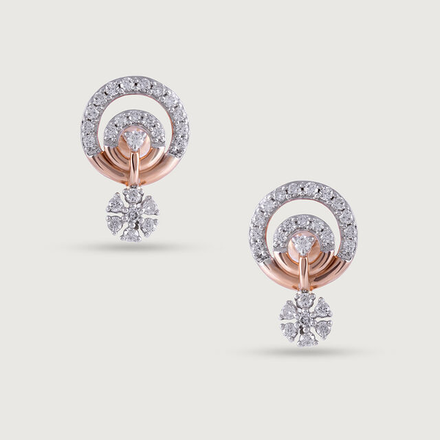 Radiant Cascade Gold & Diamond Stud Earrings,,hi-res image number null