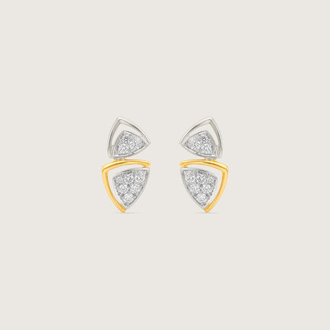 Architectural Poised Diamond Platinum Gold Stud Earrings