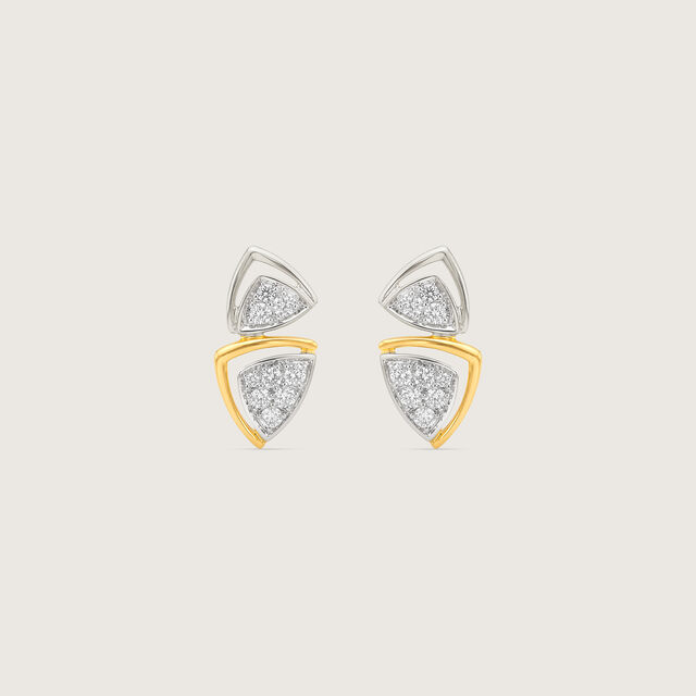 Architectural Poised Diamond Platinum Gold Stud Earrings,,hi-res image number null
