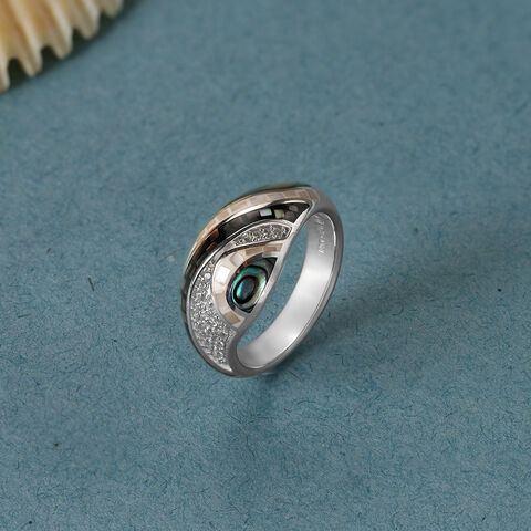 Mother of Pearl Aqua Silver Ring