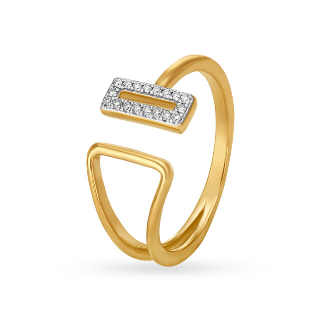 14KT Yellow Gold Diamond Finger Ring,,hi-res view 1