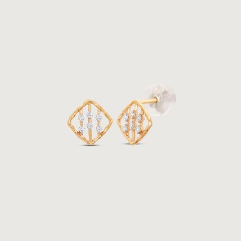 Radiant Grid Diamond Stud Earrings