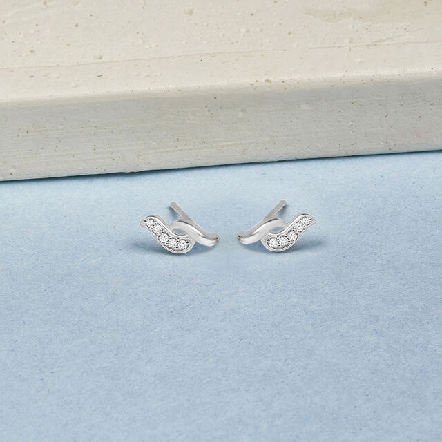 Serene Wave Silver Stud Earrings,,hi-res image number null