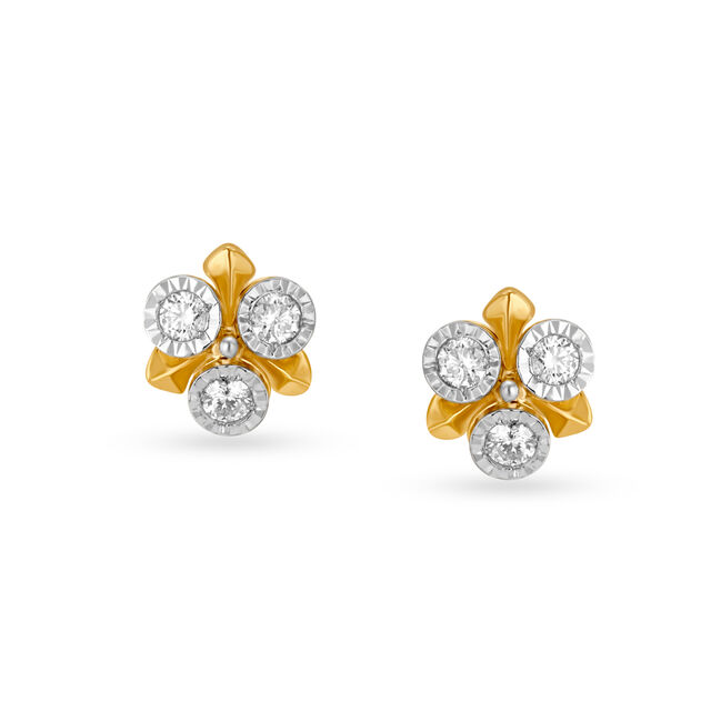14kt Yellow Gold Diamond Studded Earrings,,hi-res view 2