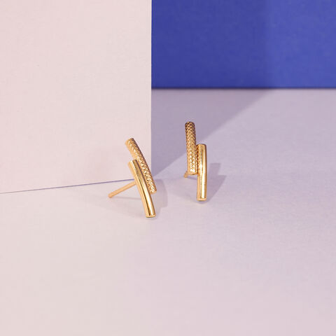 Tactile Linear Gold Stud Earrings