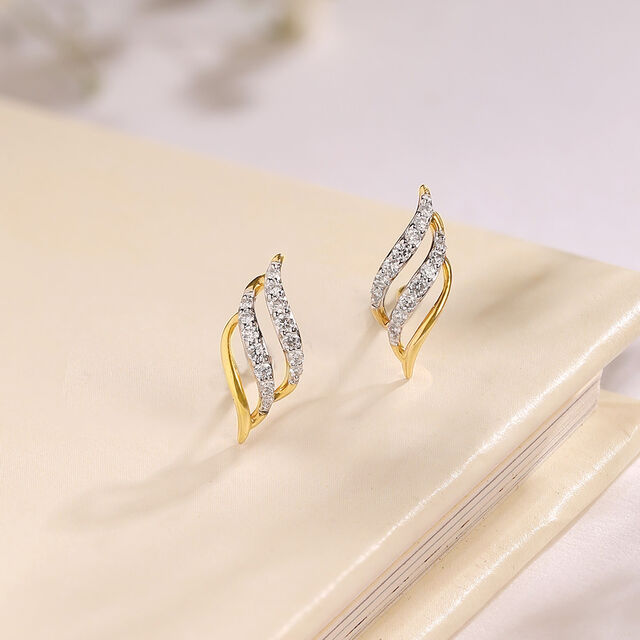 Timeless Swirl Gold & Diamond Stud Earrings,,hi-res image number null