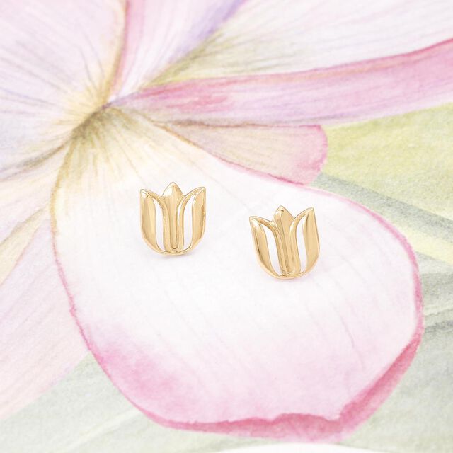 Lotus Aura Gold Stud Earrings,,hi-res image number null