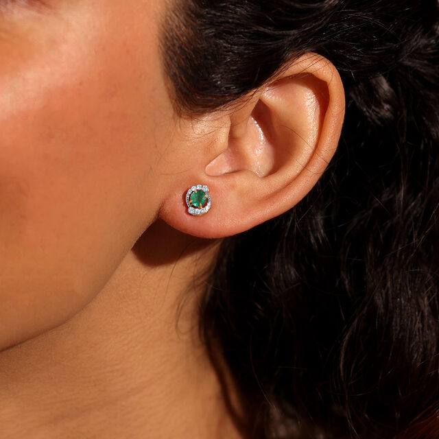 Diana Legacy Emerald & Diamond Stud Earrings,,hi-res image number null