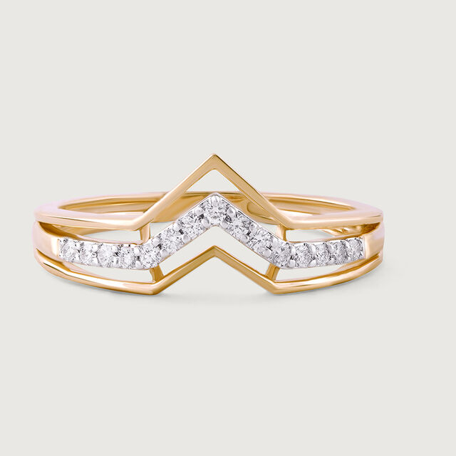 Bold Geometry Gold & Diamond Finger Ring,,hi-res image number null