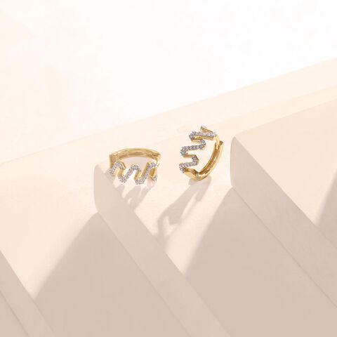 Electric Ziggle Diamond Hoop Earrings