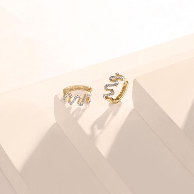 Electric Ziggle Diamond Hoop Earrings,,hi-res image number null