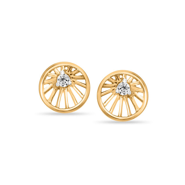 14KT Yellow Gold Chakra Inspired Diamond Stud Earrings,,hi-res image number null