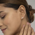 Leafy Shine Gold & Diamond Hoop Earrings,,hi-res view 2