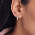 Textured Bold Silver Hoop Earrings,,hi-res view 2